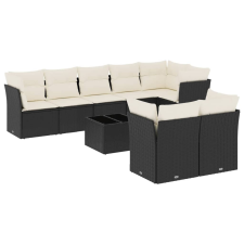 vidaXL 9 részes fekete polyrattan kerti ülőgarnitúra párnákkal (3249755) kerti bútor