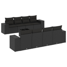 vidaXL 9 részes fekete polyrattan kerti ülőgarnitúra párnákkal (3254682) kerti bútor