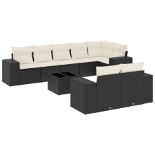 vidaXL 9 részes fekete polyrattan kerti ülőgarnitúra párnákkal (3255163) kerti bútor