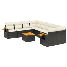 vidaXL 9 részes fekete polyrattan kerti ülőgarnitúra párnákkal (3259067) kerti bútor