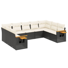 vidaXL 9 részes fekete polyrattan kerti ülőgarnitúra párnákkal (3259515) kerti bútor