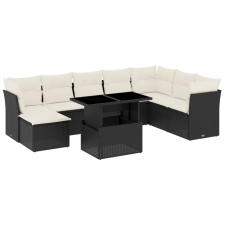 vidaXL 9 részes fekete polyrattan kerti ülőgarnitúra párnákkal (3266786) kerti bútor