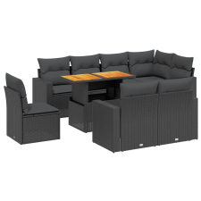 vidaXL 9 részes fekete polyrattan kerti ülőgarnitúra párnákkal (3271405) kerti bútor
