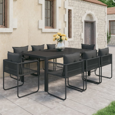 vidaXL 9 részes fekete PVC rattan kerti étkezőgarnitúra kerti bútor