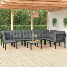 vidaXL 9-részes fekete-szürke polyrattan kerti ülőgarnitúral kerti bútor