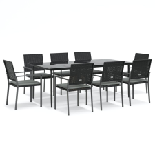 vidaXL 9-részes polyrattan és acél kerti étkezőgarnitúra párnával (3187014) kerti bútor