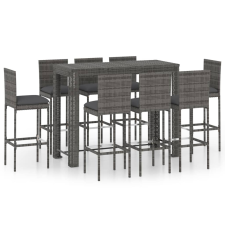 vidaXL 9 részes polyrattan kültéri bárszett antracitszürke párnákkal kerti bútor
