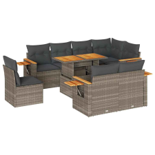 vidaXL 9 részes szürke polyrattan akácfa kerti ülőgarnitúra párnákkal (3327616) kerti bútor