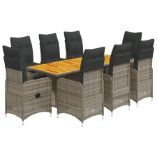 vidaXL 9 részes szürke polyrattan kerti bisztrógarnitúra párnákkal (3277029) kerti bútor