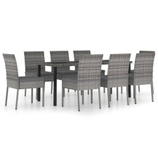 vidaXL 9 részes szürke polyrattan kerti étkezőgarnitúra kerti bútor