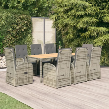 vidaXL 9 részes szürke polyrattan kerti étkezőgarnitúra párnával kerti bútor