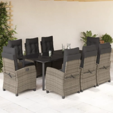vidaXL 9 részes szürke polyrattan kerti étkezőgarnitúra párnával kerti bútor