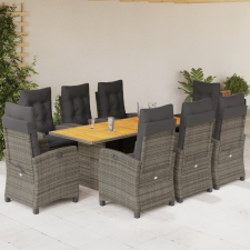 vidaXL 9 részes szürke polyrattan kerti étkezőgarnitúra párnával kerti bútor