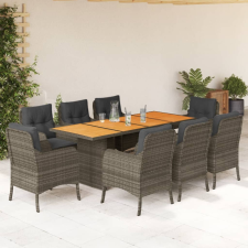 vidaXL 9 részes szürke polyrattan kerti étkezőgarnitúra párnával kerti bútor