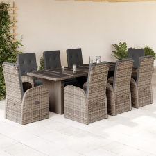 vidaXL 9 részes szürke polyrattan kerti étkezőgarnitúra párnával kerti bútor