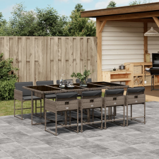 vidaXL 9 részes szürke polyrattan kerti étkezőgarnitúra párnával kerti bútor