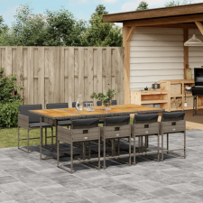 vidaXL 9 részes szürke polyrattan kerti étkezőgarnitúra párnával kerti bútor