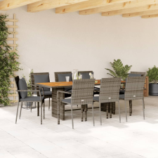 vidaXL 9 részes szürke polyrattan kerti étkezőgarnitúra párnával kerti bútor