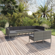 vidaXL 9 részes szürke polyrattan kerti ülőgarnitúra párnákkal kerti bútor