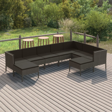vidaXL 9 részes szürke polyrattan kerti ülőgarnitúra párnákkal kerti bútor