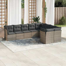 vidaXL 9-részes szürke polyrattan kerti ülőgarnitúra párnákkal kerti bútor