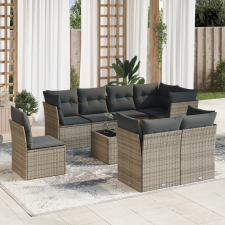 vidaXL 9-részes szürke polyrattan kerti ülőgarnitúra párnákkal kerti bútor