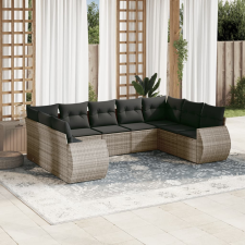 vidaXL 9-részes szürke polyrattan kerti ülőgarnitúra párnákkal kerti bútor