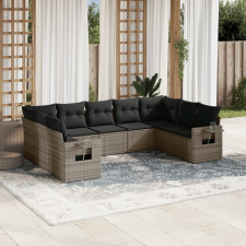 vidaXL 9-részes szürke polyrattan kerti ülőgarnitúra párnákkal kerti bútor