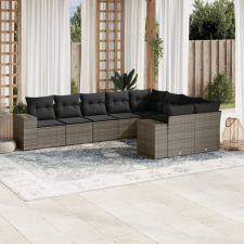 vidaXL 9-részes szürke polyrattan kerti ülőgarnitúra párnákkal kerti bútor