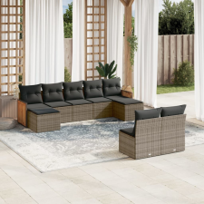 vidaXL 9-részes szürke polyrattan kerti ülőgarnitúra párnákkal kerti bútor