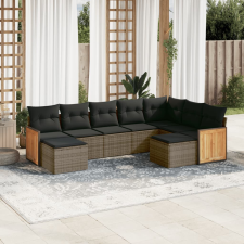 vidaXL 9-részes szürke polyrattan kerti ülőgarnitúra párnákkal kerti bútor