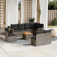 vidaXL 9-részes szürke polyrattan kerti ülőgarnitúra párnákkal kerti bútor