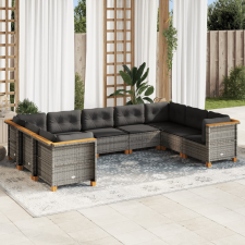 vidaXL 9 részes szürke polyrattan kerti ülőgarnitúra párnákkal kerti bútor