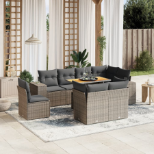 vidaXL 9 részes szürke polyrattan kerti ülőgarnitúra párnákkal kerti bútor
