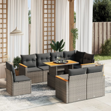 vidaXL 9 részes szürke polyrattan kerti ülőgarnitúra párnákkal kerti bútor