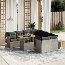 vidaXL 9 részes szürke polyrattan kerti ülőgarnitúra párnákkal kerti bútor
