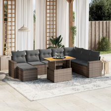 vidaXL 9 részes szürke polyrattan kerti ülőgarnitúra párnákkal kerti bútor