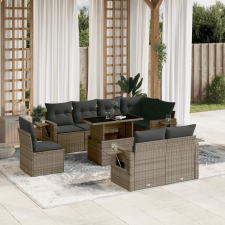 vidaXL 9 részes szürke polyrattan kerti ülőgarnitúra párnákkal kerti bútor