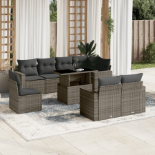 vidaXL 9 részes szürke polyrattan kerti ülőgarnitúra párnákkal kerti bútor