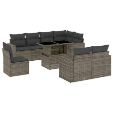vidaXL 9 részes szürke polyrattan kerti ülőgarnitúra párnákkal kerti bútor