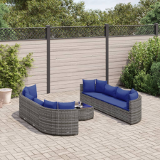 vidaXL 9 részes szürke polyrattan kerti ülőgarnitúra párnákkal kerti bútor