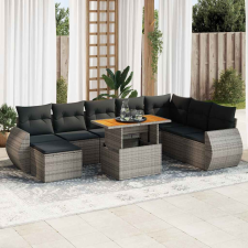 vidaXL 9 részes szürke polyrattan kerti ülőgarnitúra párnákkal kerti bútor