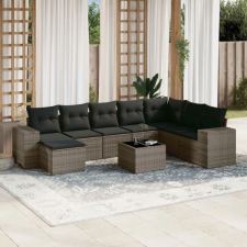 vidaXL 9-részes szürke polyrattan kerti ülőgarnitúra párnákkal kerti bútor