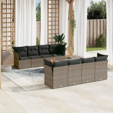 vidaXL 9-részes szürke polyrattan kerti ülőgarnitúra párnákkal kerti bútor