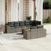vidaXL 9-részes szürke polyrattan kerti ülőgarnitúra párnákkal