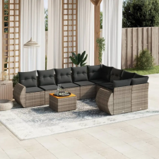 vidaXL 9-részes szürke polyrattan kerti ülőgarnitúra párnákkal kerti bútor