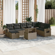 vidaXL 9 részes szürke polyrattan kerti ülőgarnitúra párnákkal kerti bútor