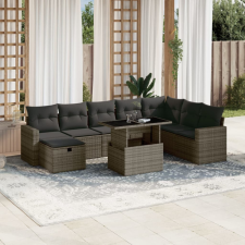 vidaXL 9 részes szürke polyrattan kerti ülőgarnitúra párnákkal kerti bútor