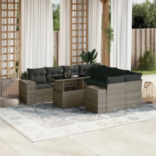 vidaXL 9 részes szürke polyrattan kerti ülőgarnitúra párnákkal kerti bútor