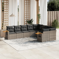 vidaXL 9-részes szürke polyrattan kerti ülőgarnitúra párnákkal kerti bútor